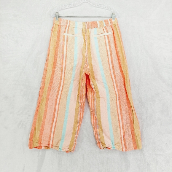 Beachlunchlounge Orange Striped Linen Blend Casual Pants P3269 - Picture 4 of 9